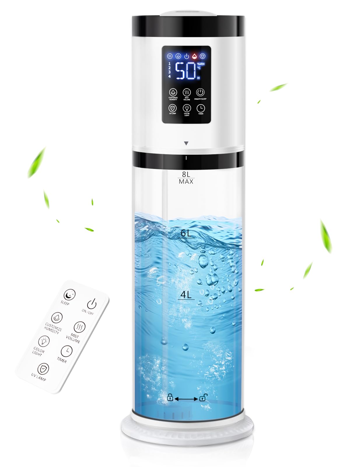 Humidifiers For Bedroom Large Room, 8L Large Capacity Cool Mist Humidifier, Air Humidifiers For Home, Smart Humidity Setting, Ea